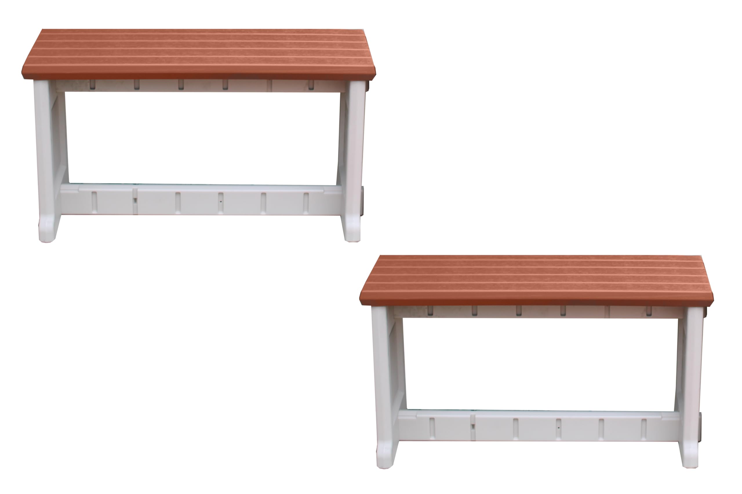 Leisure Accents Bench, Redwood Top with Warm Grey Sides, 2 Pack - Proudly Made in The USA, Click and Lock Hardware-Free Assembly, Durable and Stylish