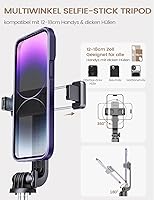 Vista 4 de Trípode selfie stick con control remoto, extensible giratorio de 360°, soporte de trípode de teléfono de 41.7 pulgadas para filmación de teléfono