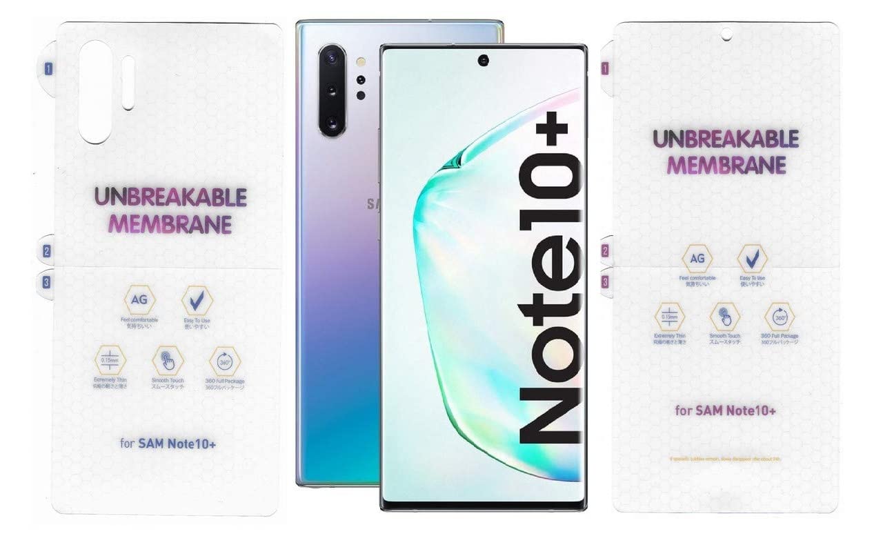 ELEF Front & Back Membrane Screen Guard for Samsung Galaxy Note 10 Plus (Not Tempered Glass) Support Fingerprint Unlock, Anti Glare Screen Protector for Samsung Note 10 Plus-Transparent (B0B86GP7HK) Amazon Price History, Amazon Price Tracker