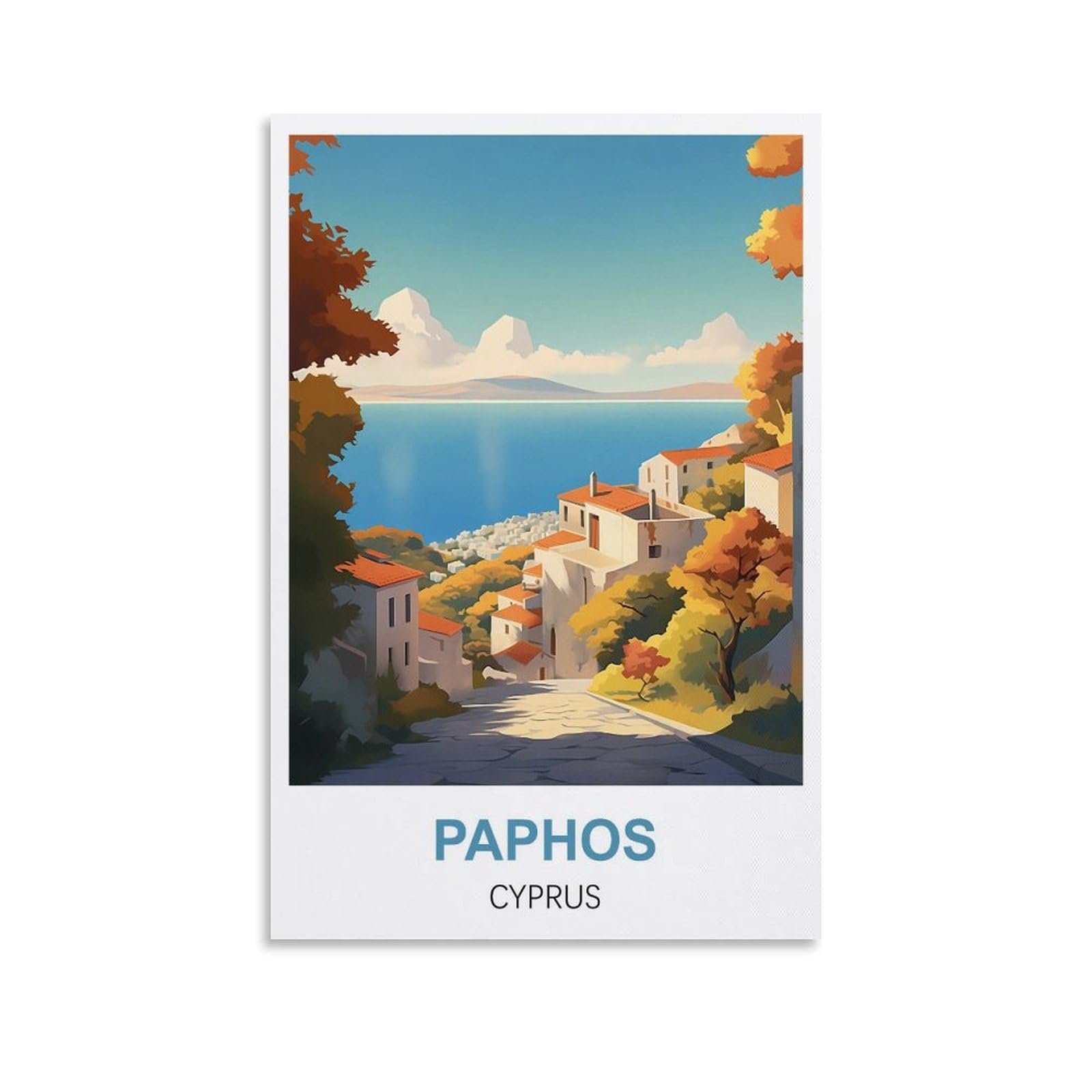 EZMLFA Paint by Number DIY Oil Painting Paphos Cyprus Landscape Kit for Adults Beginner DIY Oil Painting 40x50cm