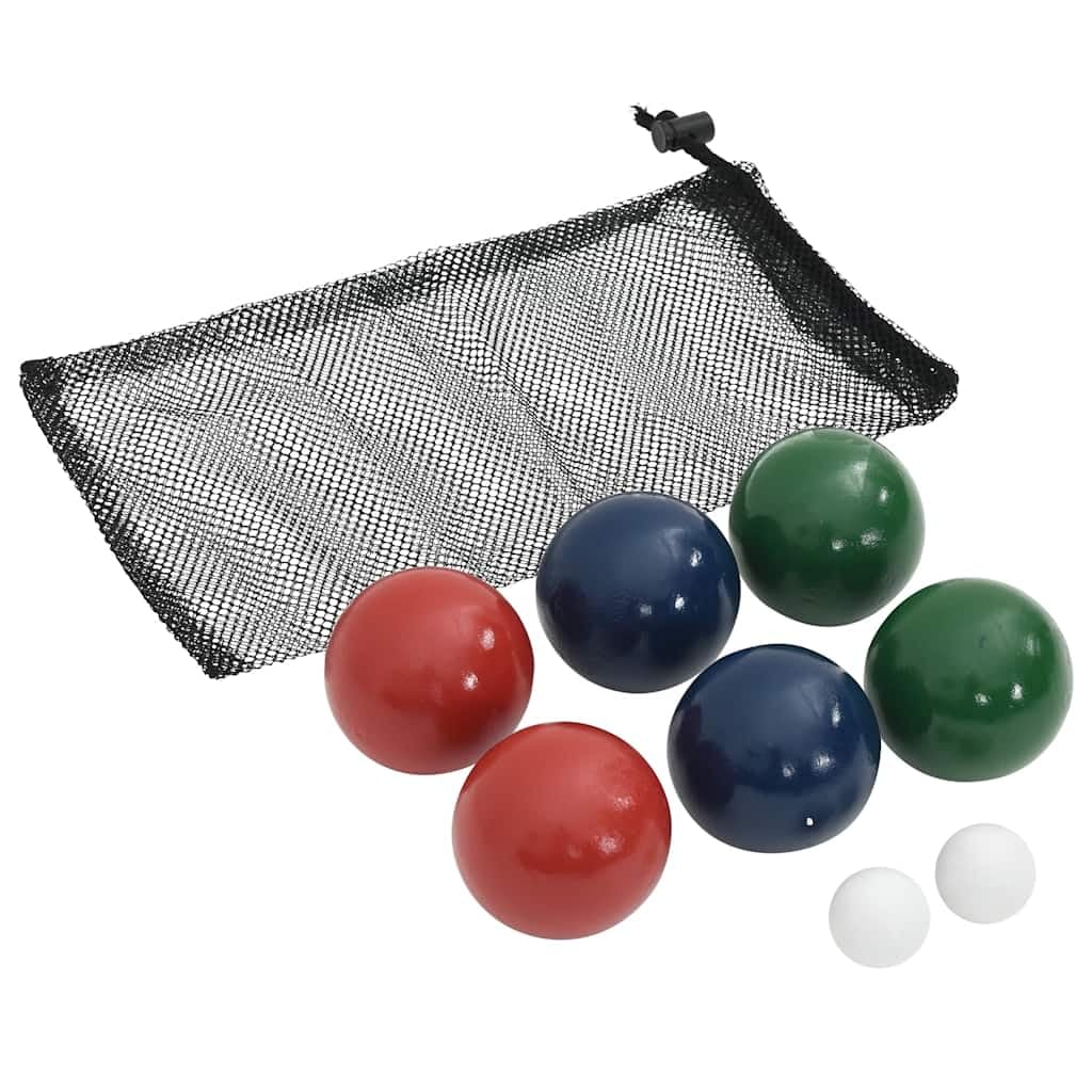 Juego de 8 piezas de petanca con bolsa de transporte de madera maciza de pino, bolas multicolores de 7,5 cm y bolas de objetivo de 3,5 cm, para jardín, playa, camping, familia y ocio