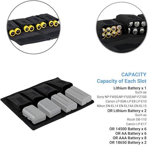 Miniatura 3 de (6 bolsillos) - Batería para cámara y tarjeta SD para 18650 x 8, AA, LP-E6N LP-E6NH LP-E17 EN-EL14 EN-EL15 NP-FW50 NP-FZ100 NP-W126S, adecuado para