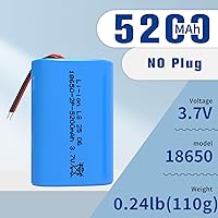 Vista 3 de Batería recargable de iones de litio de 3.7 V 5200 mAh, baterías de iones de litio de 3.7 voltios sin conector, paquete de batería recargable 18650