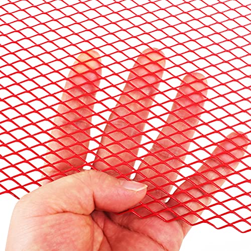 Image of AggAuto Universal 40 inchx13 inch Car Grill Mesh - Aluminum Alloy Automotive Grille Insert Bumper Rhombic Hole 6x12mm, One of the Most Multifunctional Shape Grids Red