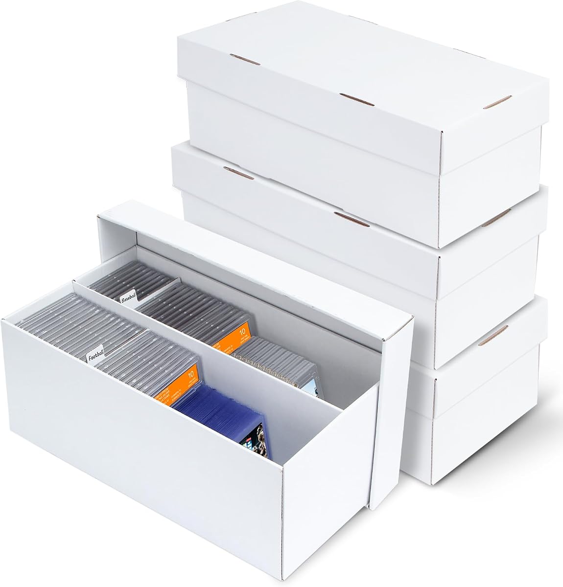 4 Pack Trading Graded Card Storage Box - 2 Rows Graded Card Case Holds 88 PSA Slab Cards, Graded Card, Cardboard Holder Organizer Boxes with Dividers for Sport Cards PSA/GMA/CSG/SGC/HGA/MTG