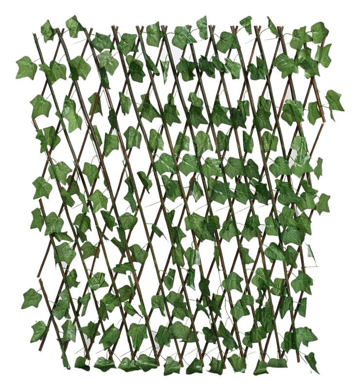 Golden Cart Artificial Grass Trellis with Ivy Leaves (5 Pieces) Expandable Garden Grass Fence I UV Protected I Outdoor Indoor (Green, 1 Piece is 2.29 Feet x 0.75 Feet, expands to 5 FEET x 1.6 Feet)