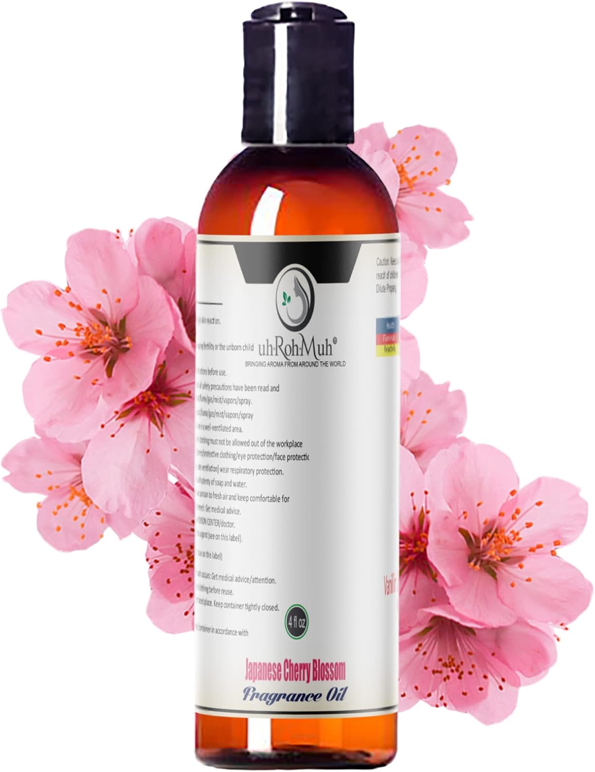 uh*Roh*Muh Japanese Cherry Blossom Fragrance Oil 4 fl oz for Diffuser, Skin, Hair & Aromatherapy - Made in USA Cherry Fragrance Oil - Soap Safe & Vegan Cherry Blossom Oil
