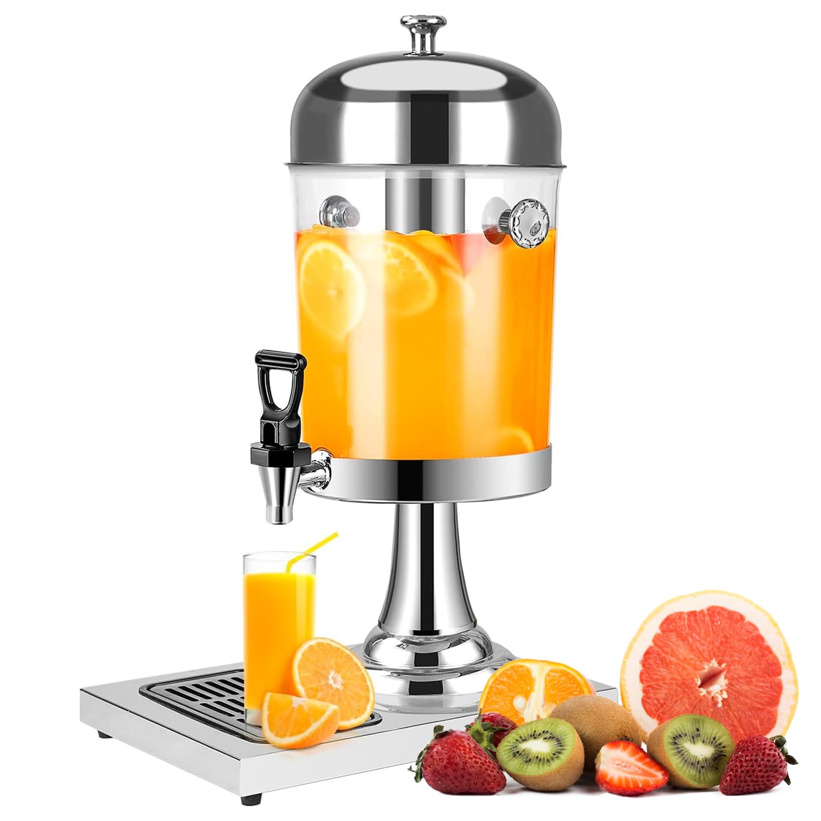 Dispensador de zumo, sistema de refrigeración, dispensador de bebidas de 8 L con grifo, dispensador profesional de zumo gastro, 8 litros, con unidad de refrigeración y dispositivo de goteo, diseño