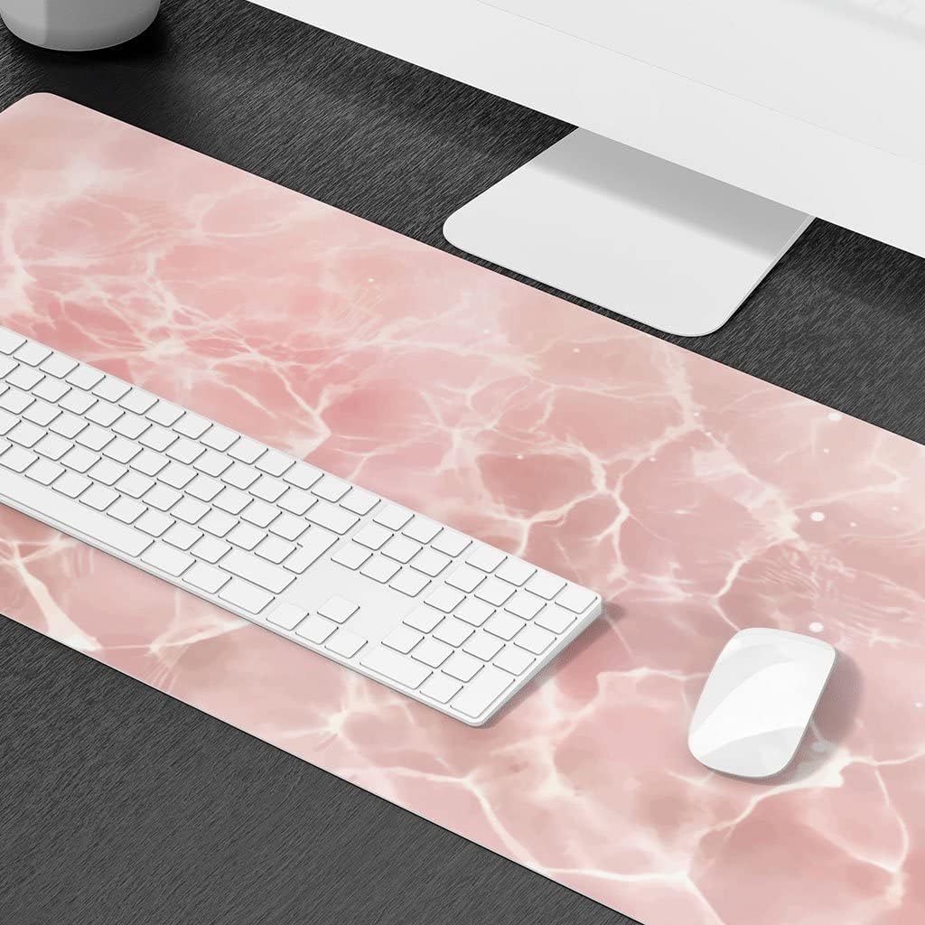 Pink Ocean Desk Mat - Wave Desk Pad - Printed Laptop Desk Mat