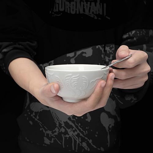 Miniatura 5 de amhomel Juego de 10 cuencos de cereales con textura en relieve, cuencos de sopa de porcelana, 11 onzas para postre de helado, sin plomo, aptos para