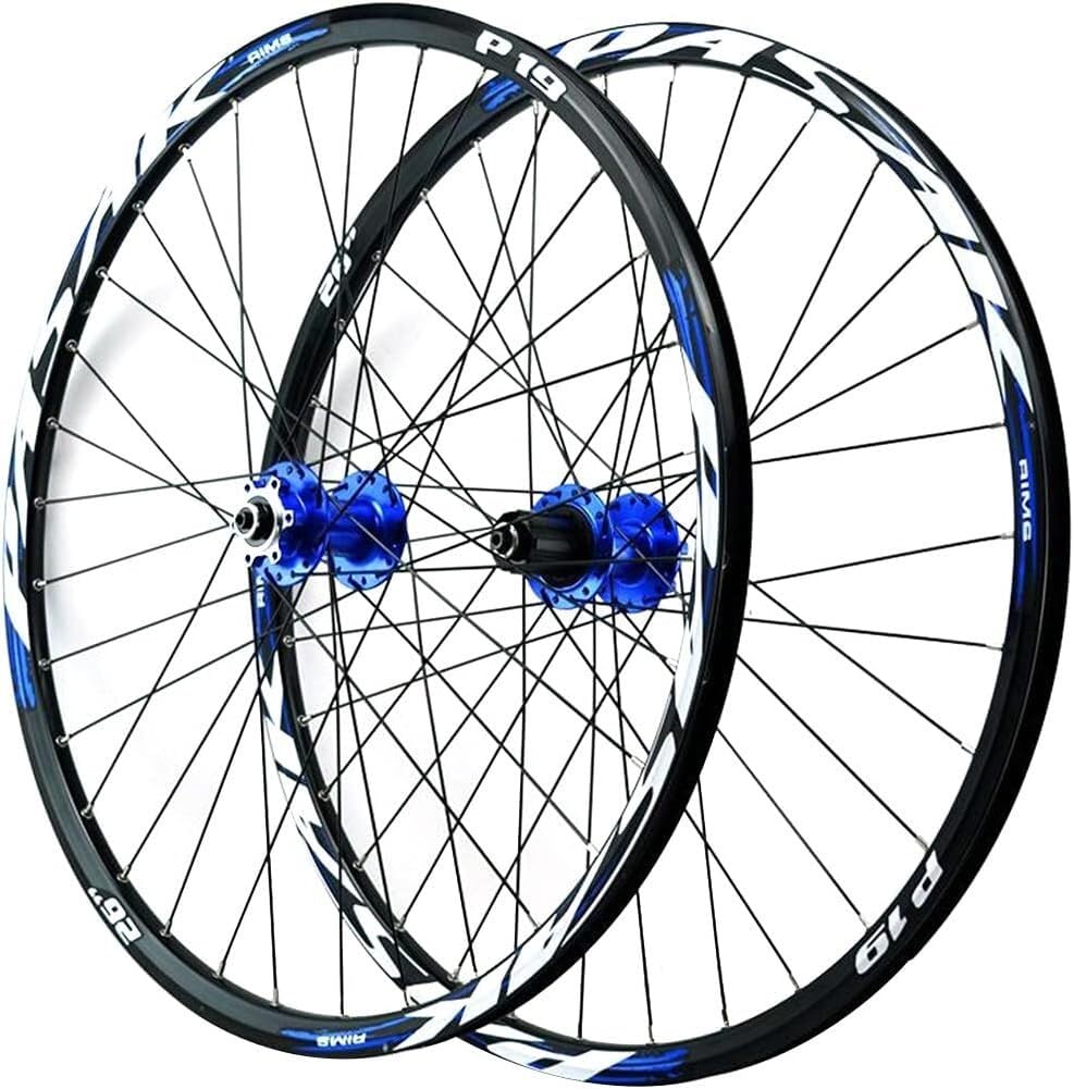Roues de vélo de montagne 27.5 avec frein à disque et moyeu à dégagement rapide bleu