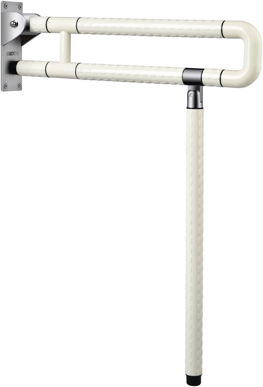 29.5 INCH Grab Bars for Bathroom Toilet Safety Rails for Elderly Pregnant Women Disabled Handicap Bar Medical Flip Up Arm Rails Support Foldable Skid Resistance White