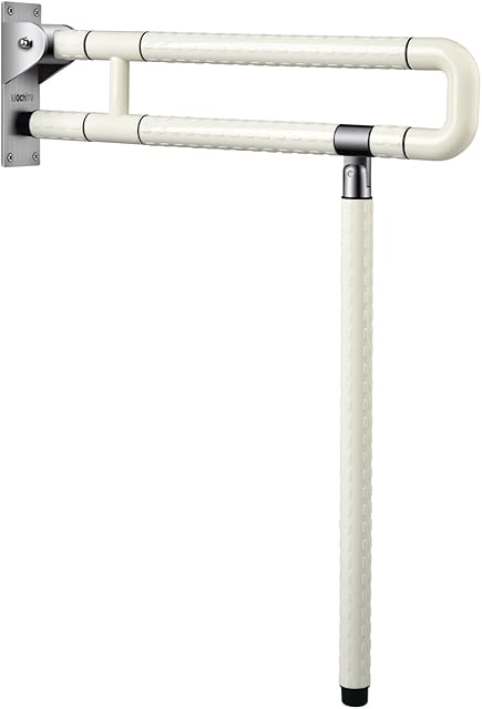 Handicap Grab Bars, Grab Bars for Bathroom, Foldable Stainless Toilet Grab Bar with Textured Grip, 60 cm Medical Flip-Up Toilet Safety Rails with Leg for Elderly Pregnant Women Disabled