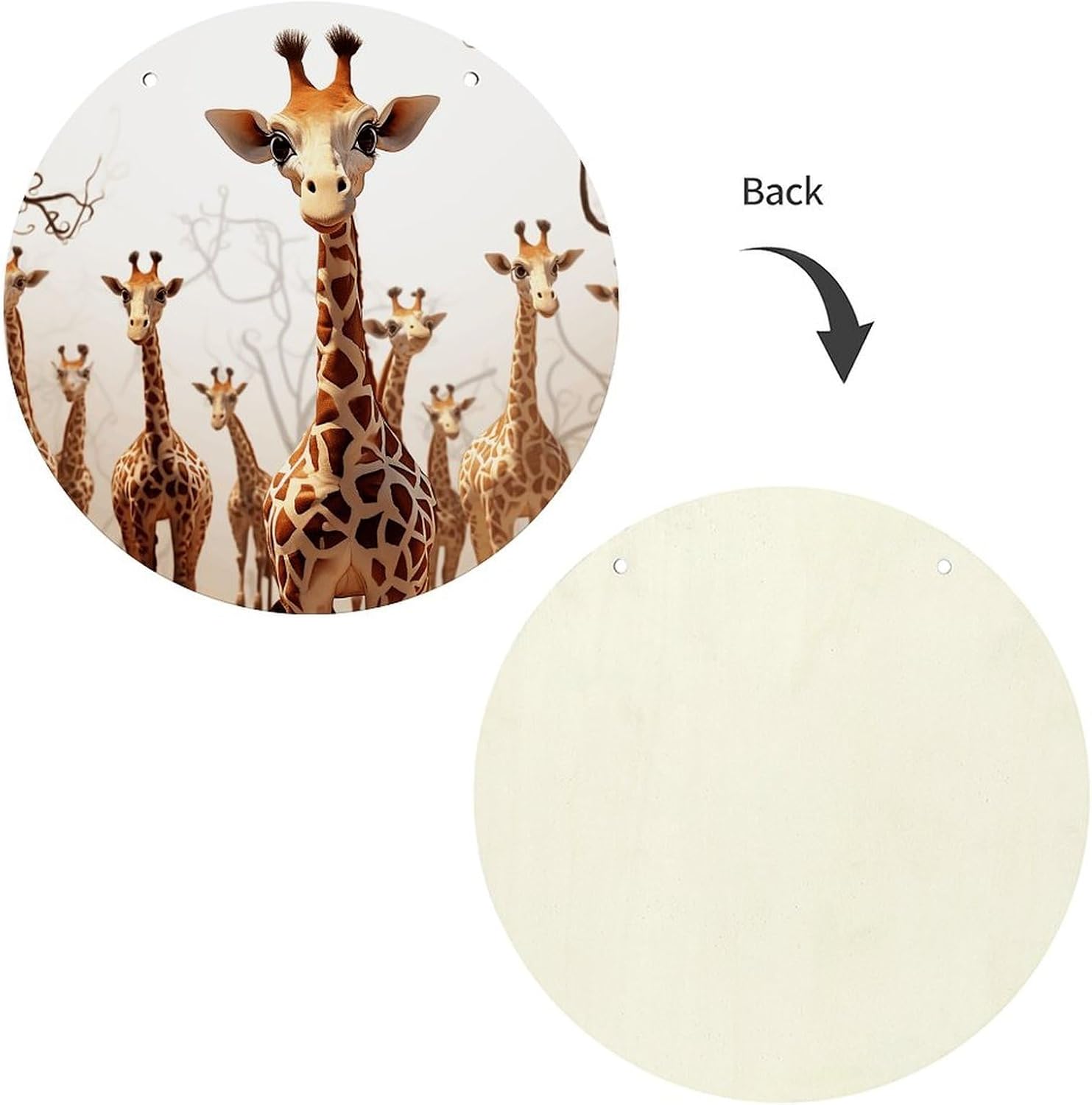 VstaDank Cute Cartoon Funny Giraffes Wooden Wall Art Decor Round Wood Plaque Wooden Door Hanger Sign with Hole And Hanger Rope Trend Wood Decorative Paintings for Home Outdoor Indoor 7.87 Inch