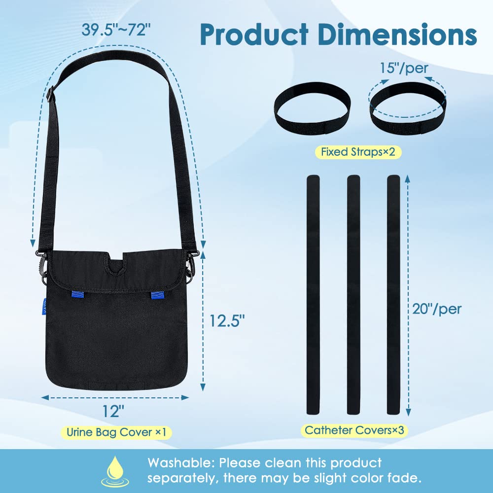 Soporte para bolsa de drenaje de orina con cubierta de tubo de catéter, funda segura para bolsa de almacenamiento de orina durante la noche para hombres y mujeres, correa ajustable para sillas de