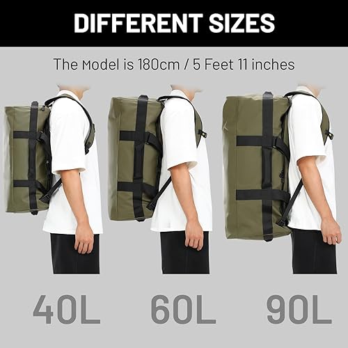 Miniatura 6 de MIER Mochila resistente al agua, bolsa de lona convertible resistente con correas de mochila para gimnasio, deportes, viajes, senderismo