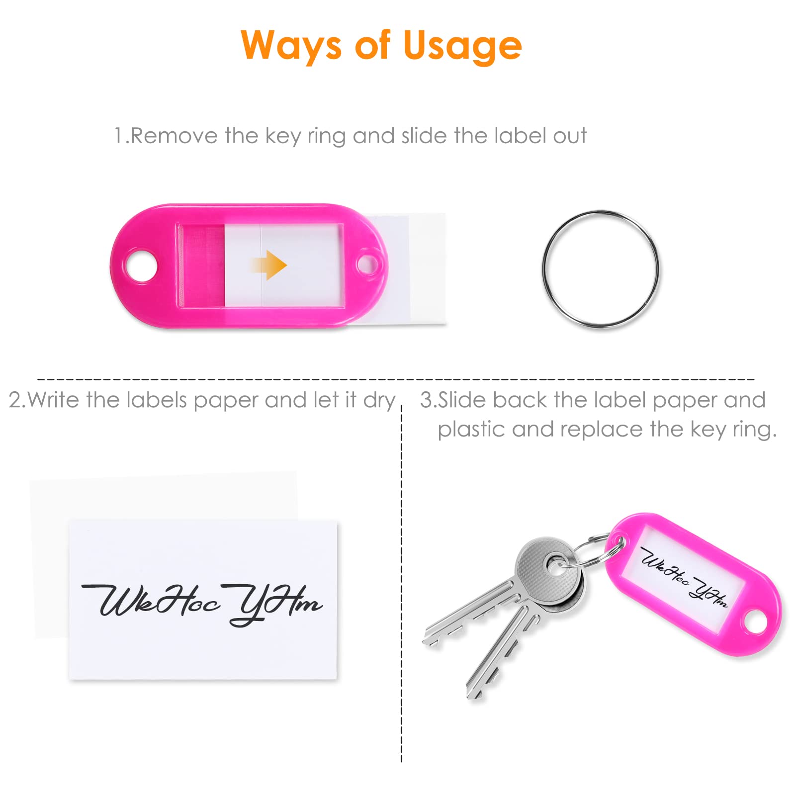 Key Rings With Tags BirdFactor 100 Pcs With Labels – 10 Colors Key Fobs ...