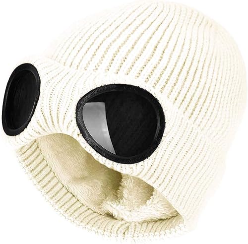 Belsen Gorro de punto unisex con gafas de invierno cálido a prueba de viento
