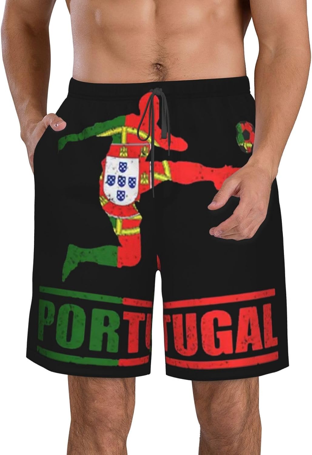 2026 American Flag and Soccer Ball Mens Swim Trunks Quick Dry Beach Board Shorts Swimwear Bathing Suit with Pockets