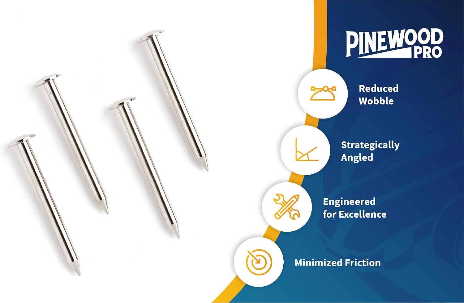Pinewood Pro Speed Axles for Derby Cars | 4 Axles | Machined, Polished, and Nickel Plated for minimized Friction | Oversized Shaft Reduces Wobble | Perfectly Straight for Optimal Performance