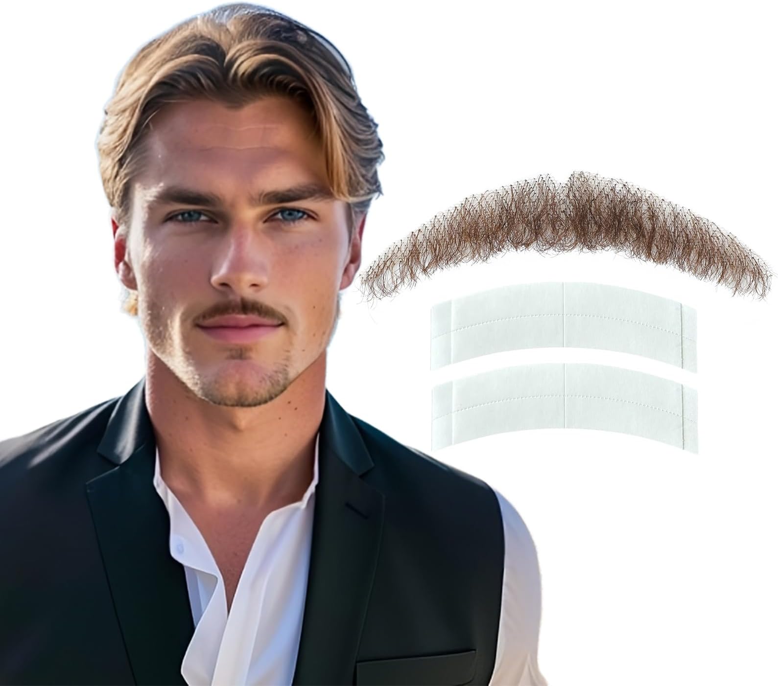 Atatoray Fake Beard Human Hair Realistic False Facial Hair Full Hand Tied Lac...