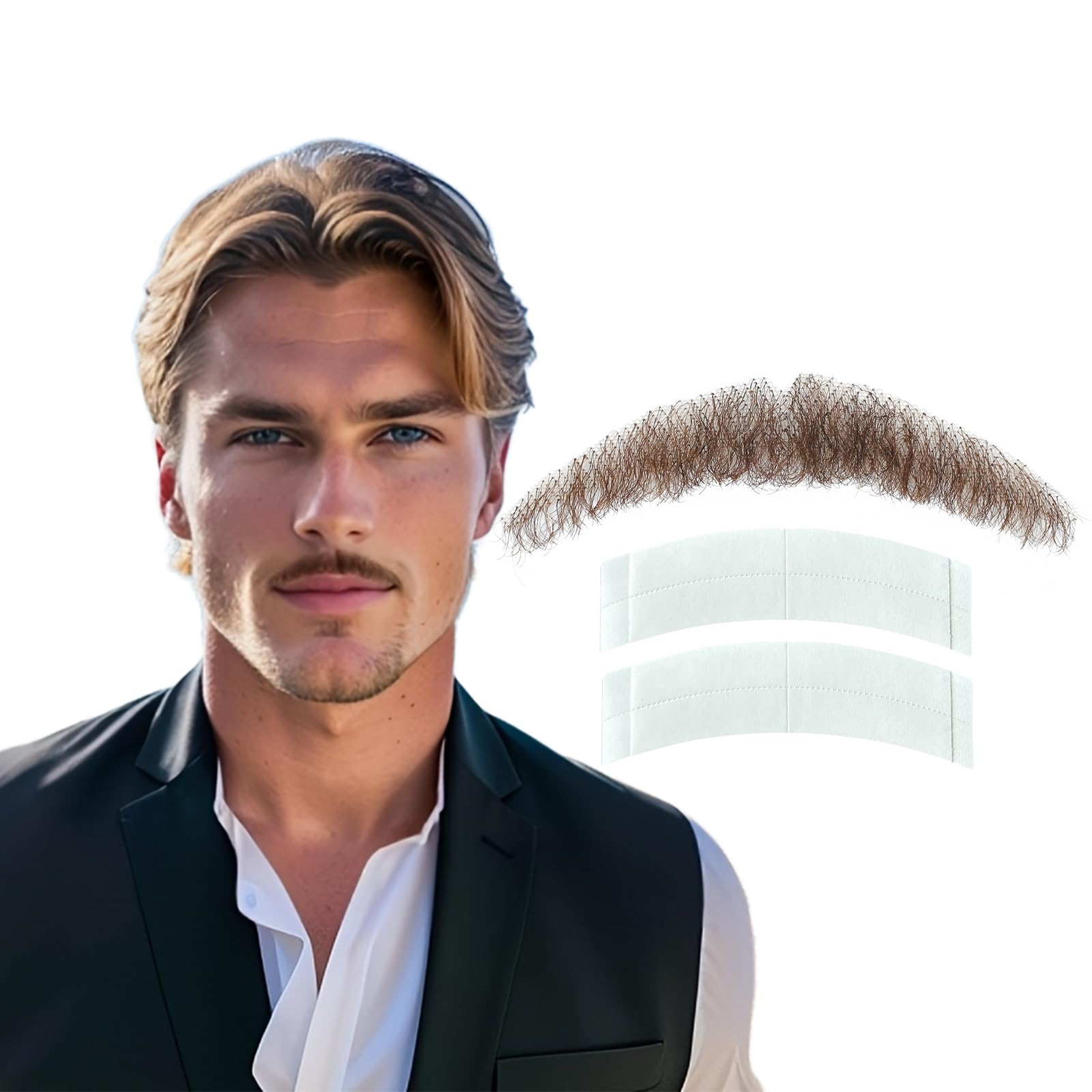 AtatorayFake Beard Human Hair Realistic False Facial Hair Full Hand Tied Lace Beard for Dressing Men Makeup