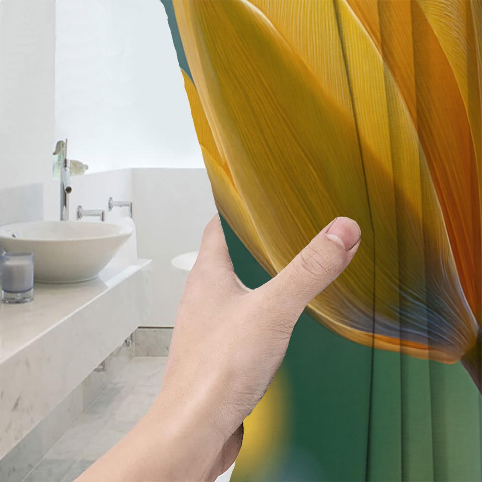 Rideau Douche,Rideau Baignoire Lavable en Machine Rideaux Douche Tissus Lavable Rideau De Baignoire Lavable pour Salle De Bain Domicile Baignoire Famille,Prairie De Tulipes,
