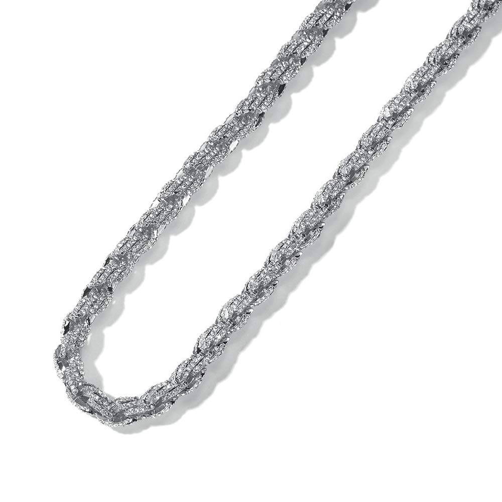 9 mm corda collana a catena Twist 18K placcato oro laboratorio diamante Iced Out pesante corda collana gioielli Hip Hop per gli uomini le donne