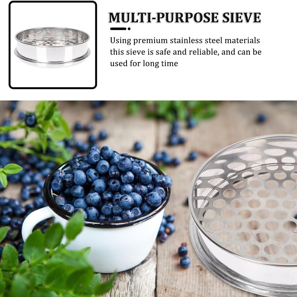 Tamiz de malla de acero inoxidable 304, tamiz de cocina fino duradero para hornear, filtrar frutas y colar alimentos con mango