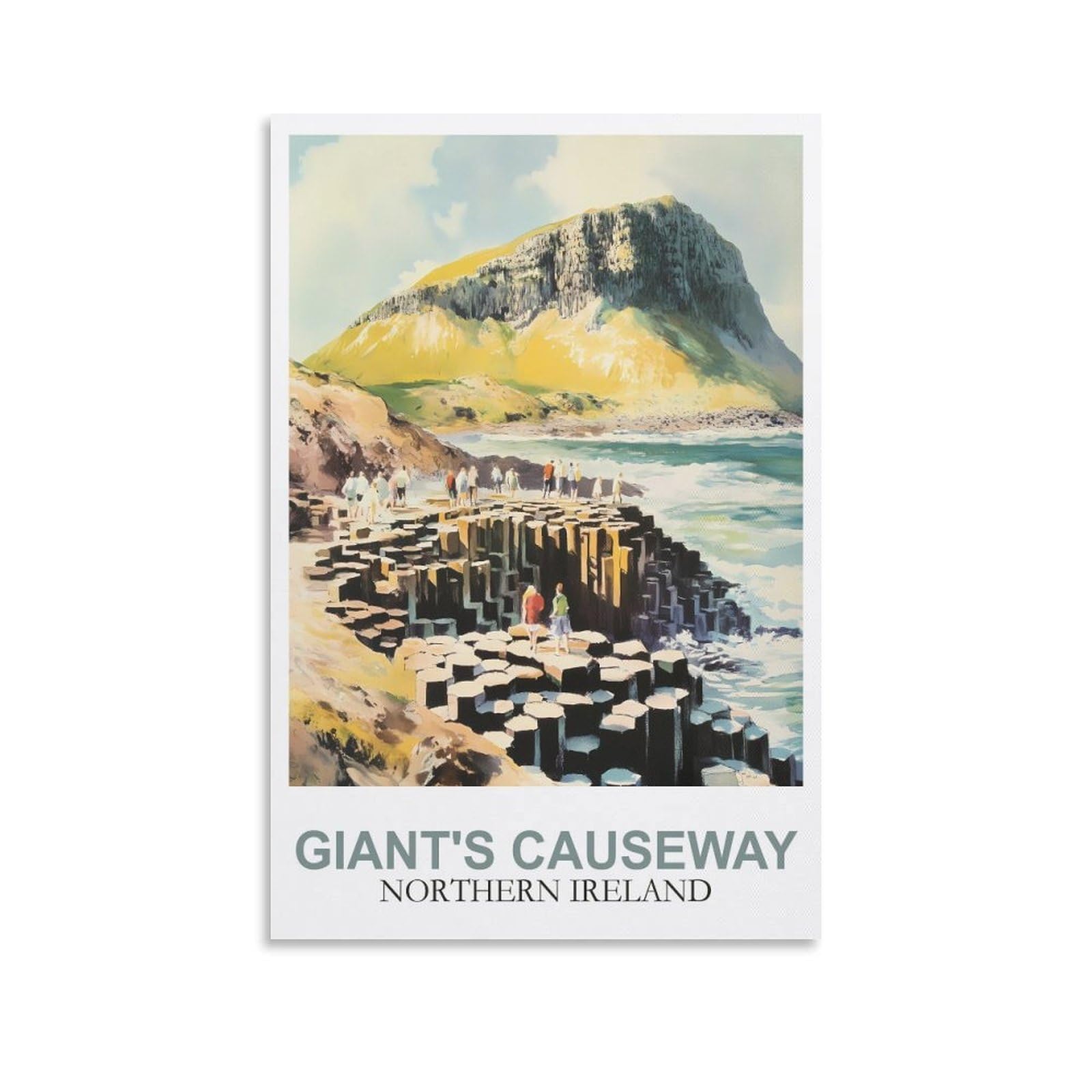 YMQWJYLW Giant's Causeway Northern Ireland Vintage Travel Poster 20x30inch(50x75cm) Canvas Printing Home Decor Wall Art Prints