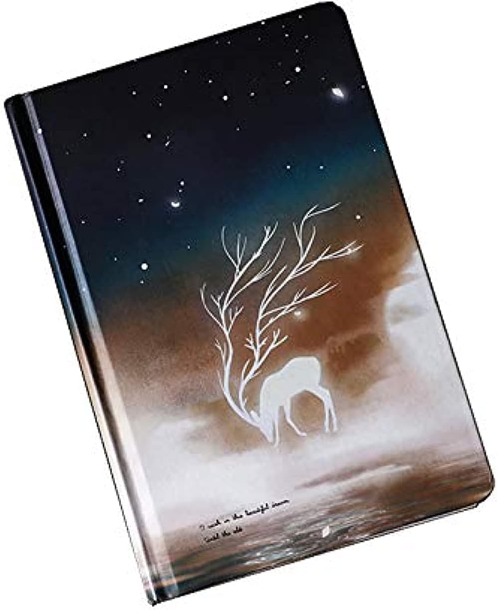 Luminous Journal Notebook, A5 Hardcover Elk Starry Night Pattern Colorful Notebook, Exquisite for Women Girls Gifts Personal Diary, Graduation Gift, Sketchbook with Colorful Illustrated Inner Pages