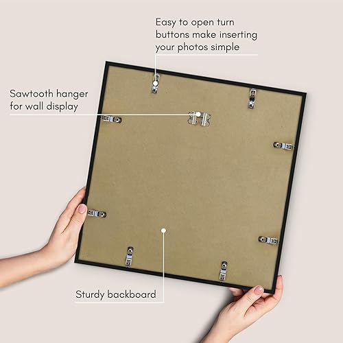 Miniatura 5 de Americanflat Marco para póster de 17 x 17 pulgadas, marco de fotos con borde fino con plexiglás pulido, marco cuadrado con accesorios para colgar