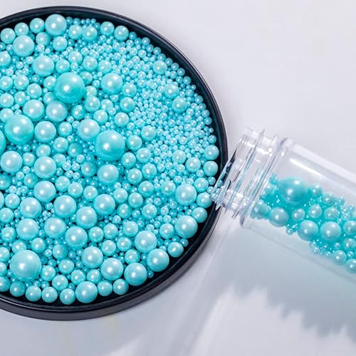 Miniatura 4 de Gránulos de perlas azules de Navidad, chispas de pastel de 4.6 onzas, 4.6 onzas, perlas de azúcar, perlas de caramelo comestibles para decoración de