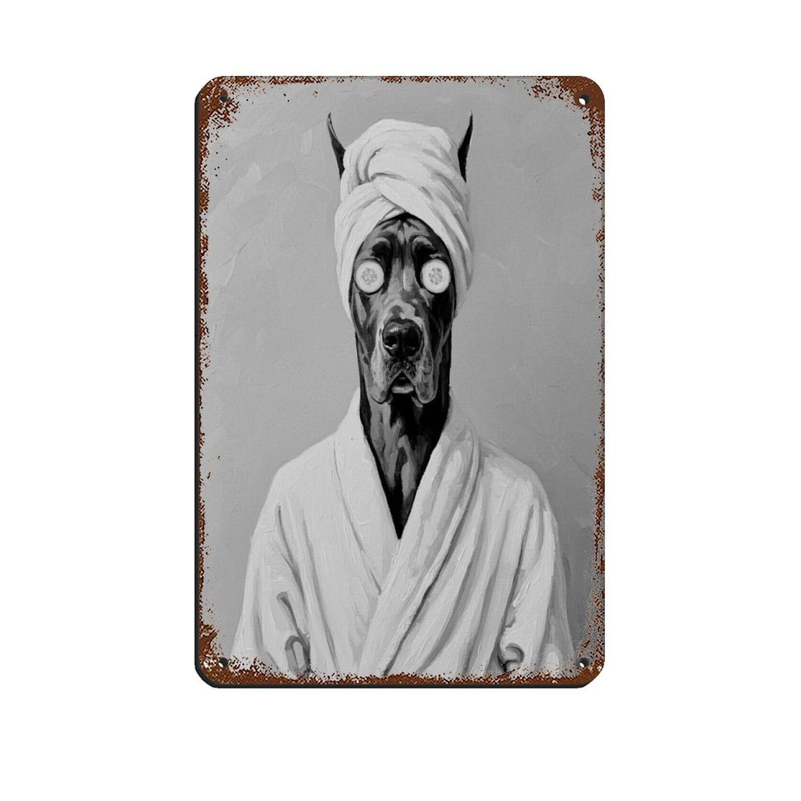 Bathroom Spa Art, Great Dane Tin Sign Vintage Metal Pub Club Cafe Bar Home Wall Art Decoration Poster Retro 8x12inch(20x30cm)