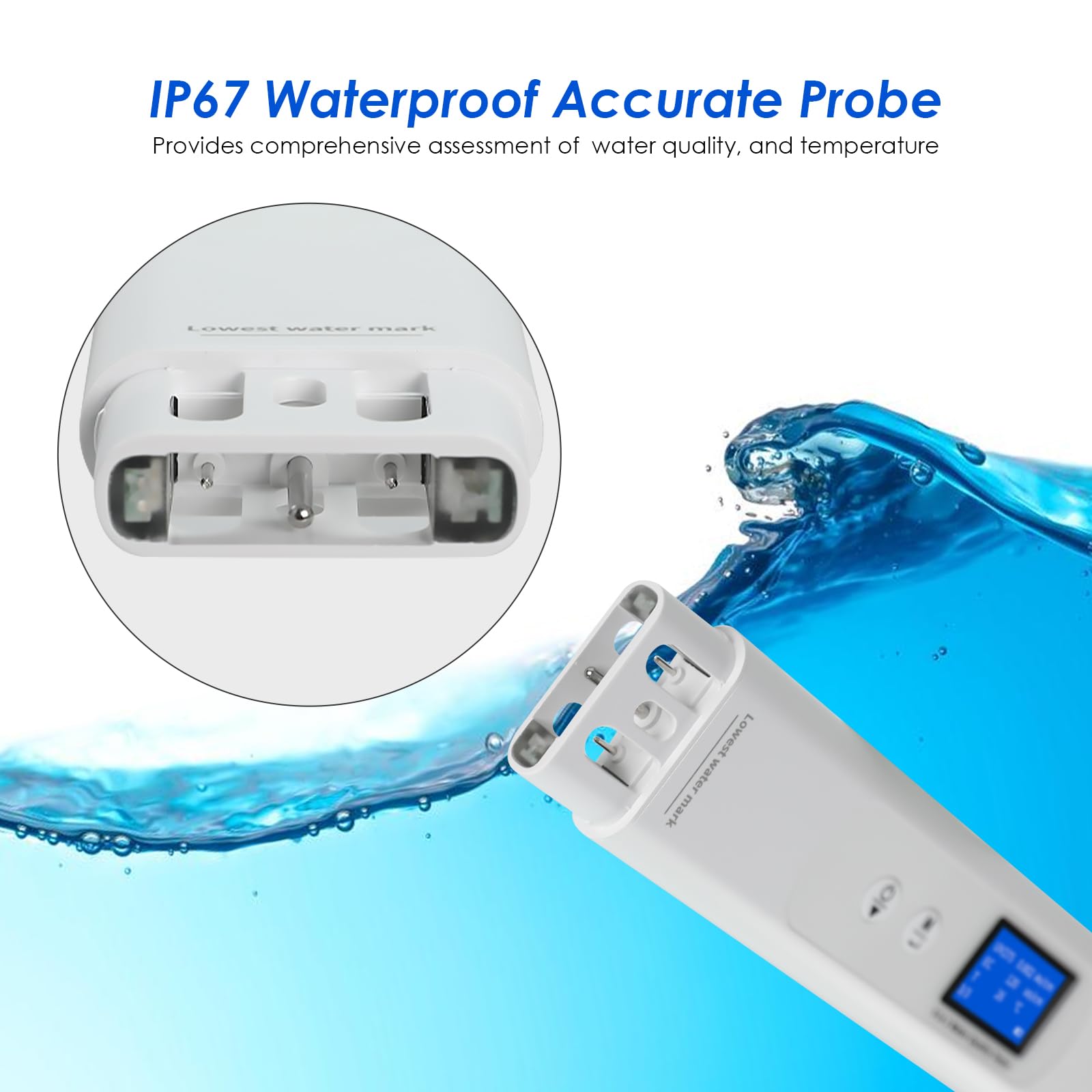 Testeur d'eau 9-en-1 UV, CE/TDS/Salinité/DH/Temp pour COD/TOC/UV275 – Idéal maison, Voyage, Puits, Robinet, Mer, Eau Purifiée, Camping-car