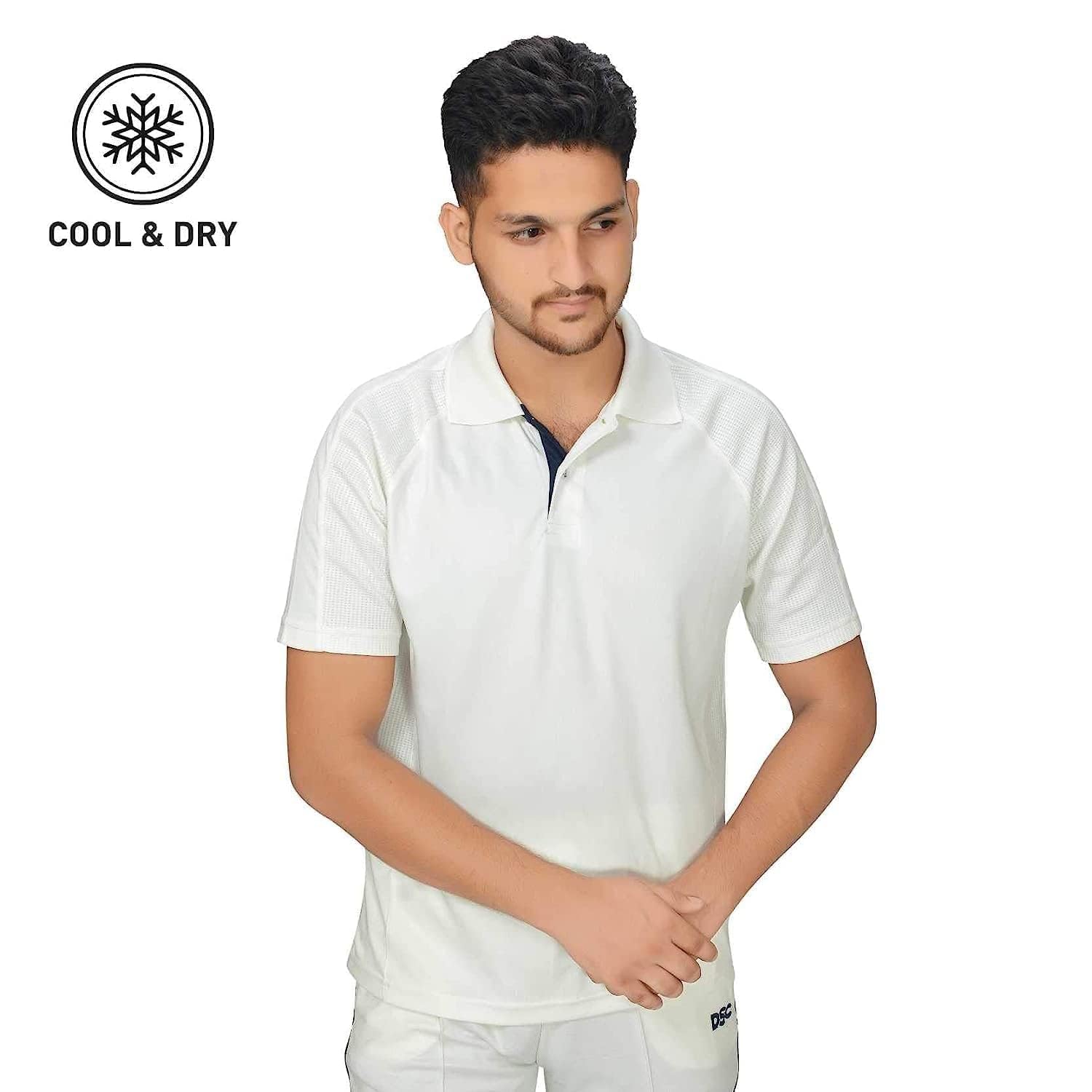 DSC Passion Half Sleeve Polyester Cricket T-Shirt Size 28 (White/Navy) 2