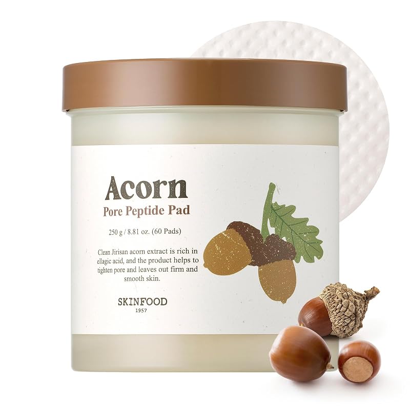 SKINFOOD 1957 Acorn Pore Peptide Pads Tonificantes para o Rosto, Pacote com 60 Unidades