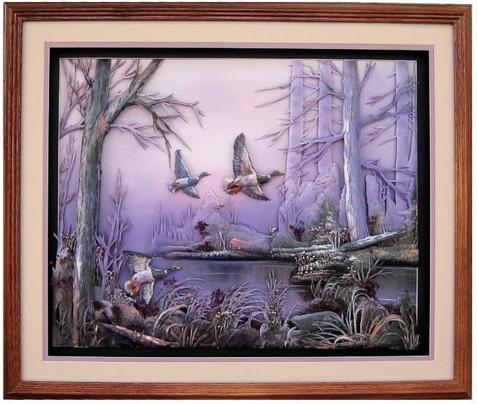 Ducks Flying Ducks - Paper Tole 3D Decoupage Craft Kit Size16x20 inches D0240 (The Additional Pictures Show Examples This Craft Kit Assembled and Framed in a Shadow Box Frame)