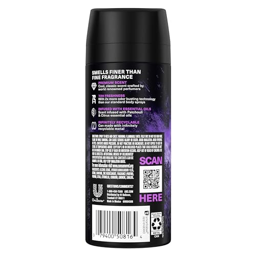 AXE Fine Fragrance Collection Premium Body Spray Purple Patchouli with Citrus + Oak Essential Oils 3 Count with 72H Odor Protection Aluminum-Free 4 oz - Thumbnail 2
