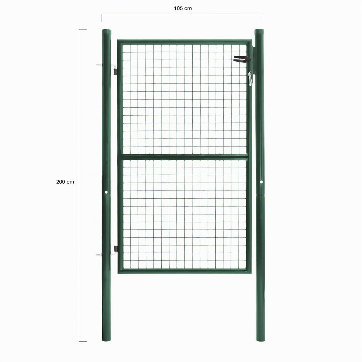 IDMarket - Portillon de jardín (105 x 150 cm, acero verde, con cerradura y asa)
