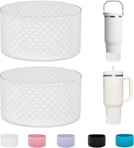 Vista 30 de 2 Piezas Protector de Base de Vaso para Stanley Quencher Adventure 40oz y Stanley IceFlow 20oz 30oz y Compatible con Hydro Flask 12oz 21oz 24oz 3D