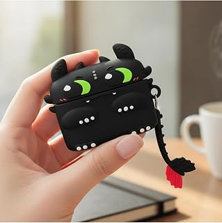CaseOnn Kılıf Karakter Figürlü Dişsiz Toothles Siyah Apple AirPods Pro 3 ile uyumlu