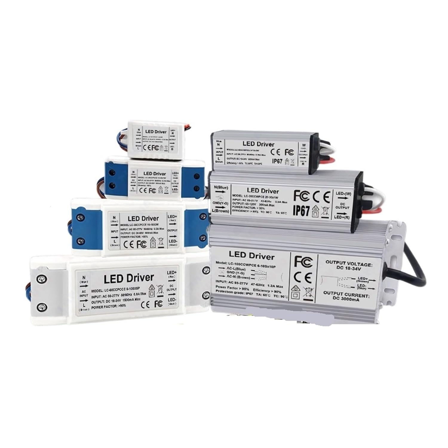 1 Pcs LED Driver Constant Current 300mA 450mA 600mA 900mA 1500mA Lighting Transformer 1W 3W 5W 10W 20W 30W 36W 50W 100W Power Supply(Aluminum Case,450mA 39 to 85V)