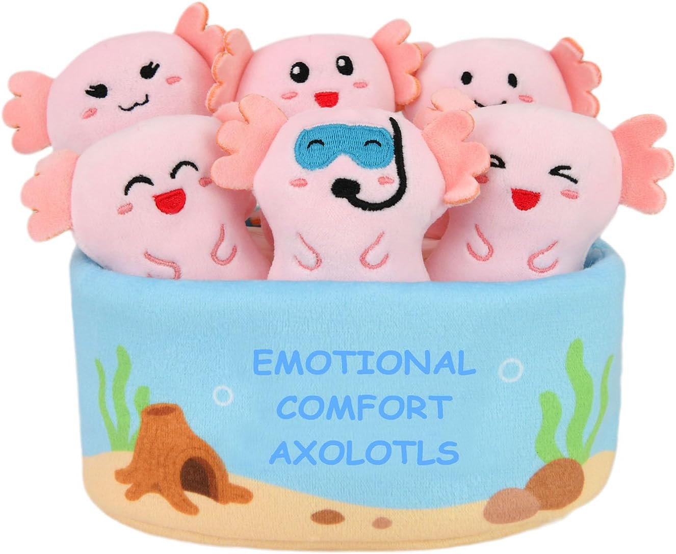Inspirational Emotional Support Capybara Plush Toy, 6 Cute Stuffed Capybaras Soak in 1 Plush Bathtub, Funny Stuffed Animal Gift for Women & Men, Girls, Friends, & Coworkers, Stress Relief Stuffies