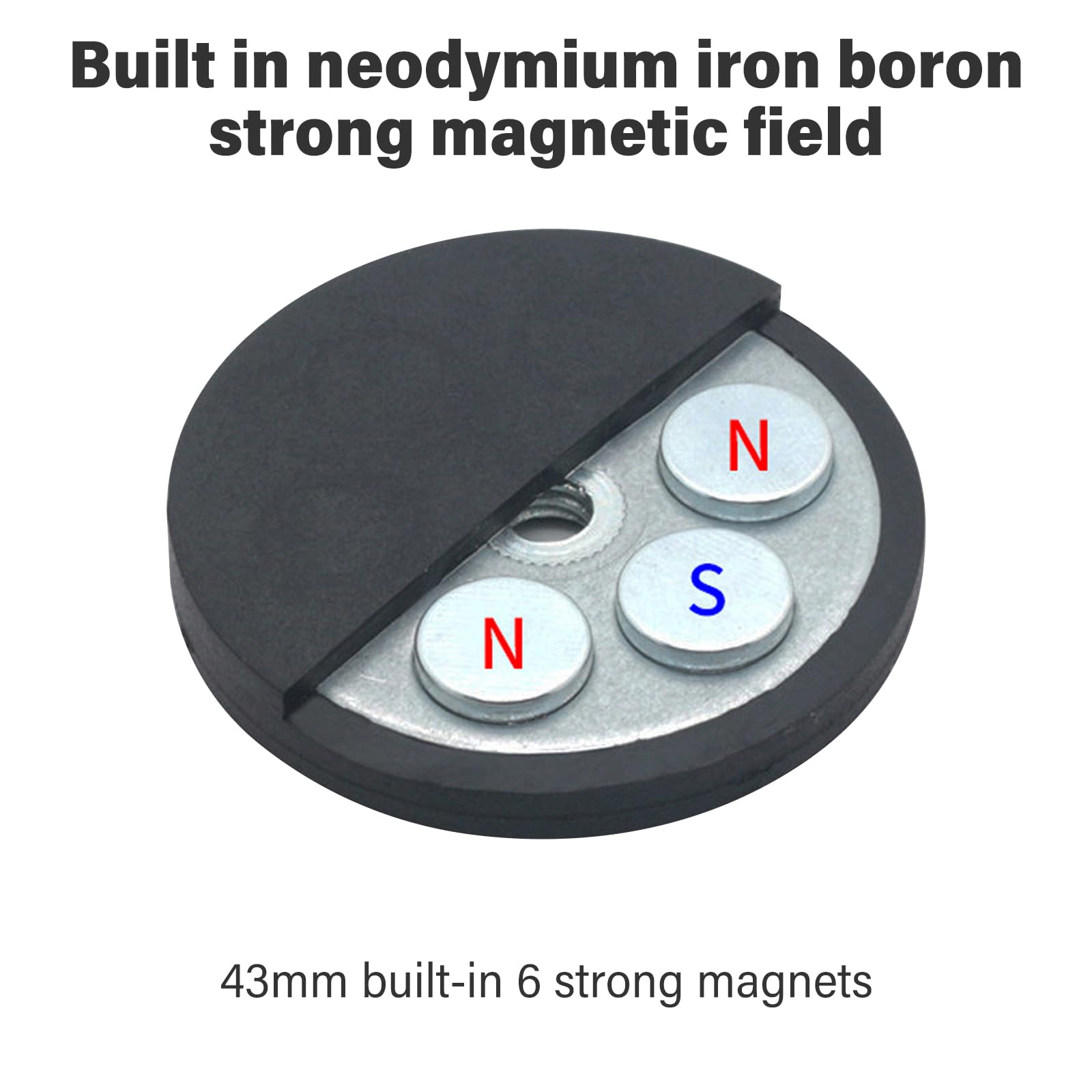 8 ganci magnetici, ganci magnetici extra forti, ganci magnetici al neodimio, magneti gommati D43 mm, per appendere, crociera, tenda, casa, cucina, posto di lavoro, rimovibile senza foratura