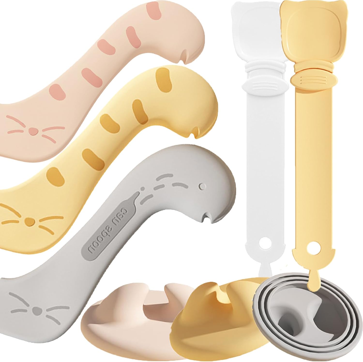 8pcs Pet Food Suppliers Can Set, 6pcs Can Opener and Can Covers Lids plus 2pcs Cat Strip Feeder, Cat Spoons for Wet Food, for Pets Dogs