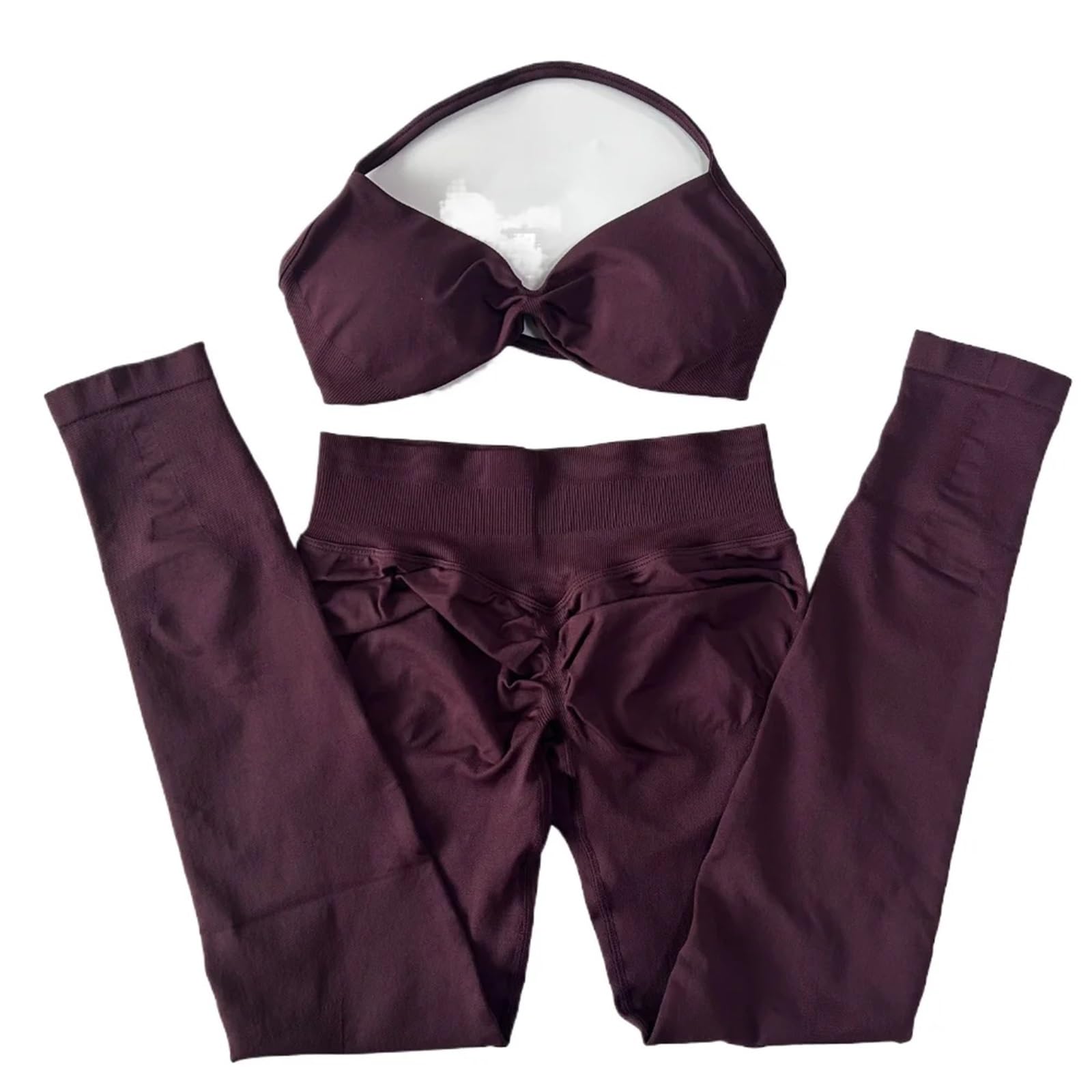 Sport Set Damen 2-teiliges Set mit Riemchen-Yoga-BH, Sport-Top, Workout-Leggings-Set, nahtloses Fitnessstudio-Set, Fitness-Kleidung, Outfit(Color 27,L)