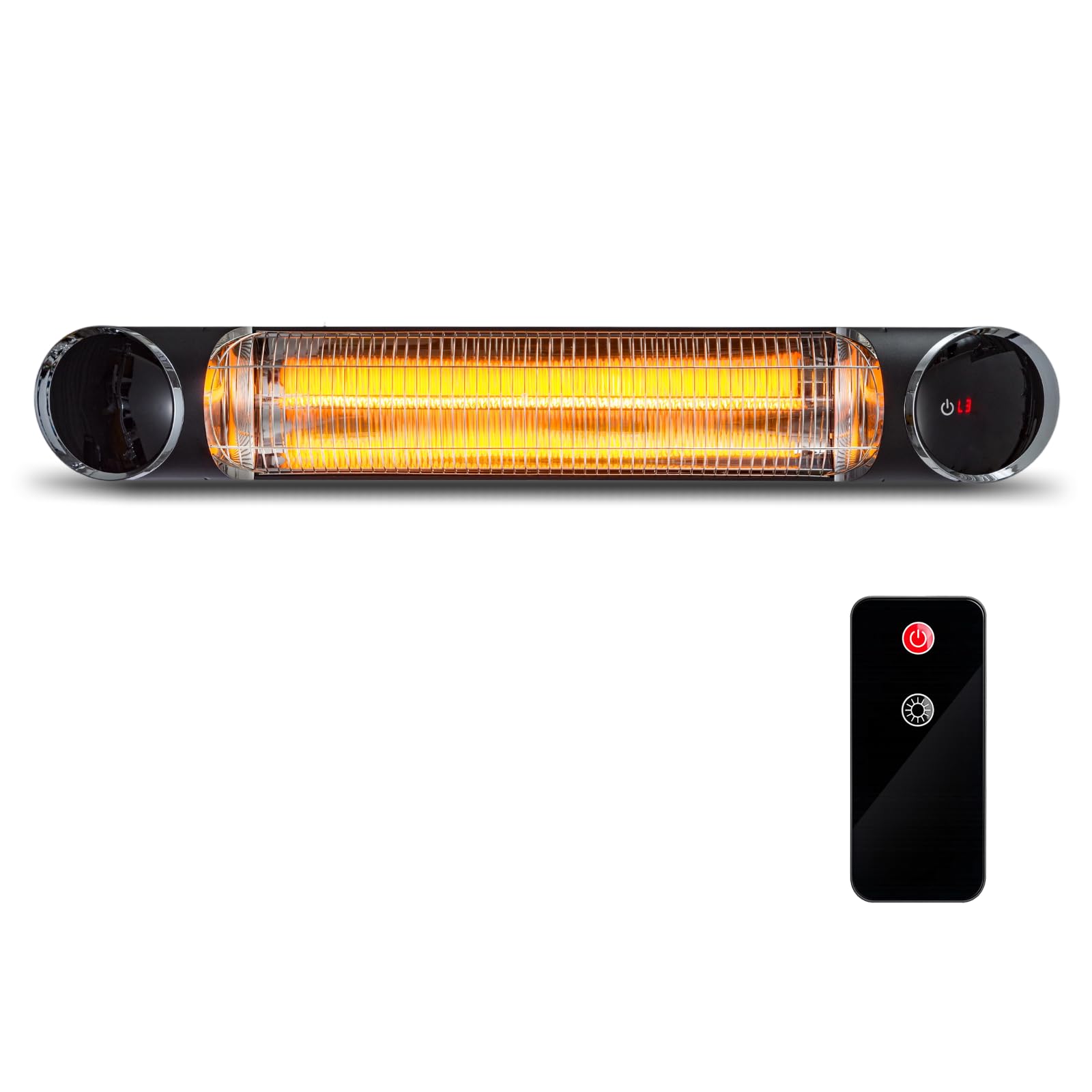 2000W Carbon Fibre Infrared Heater, 24-Hour Timer + 9 Power Settings, Suitable for 20m² Indoor/Outdoor Use | Remote Control + Touchscreen Operation (no stand)