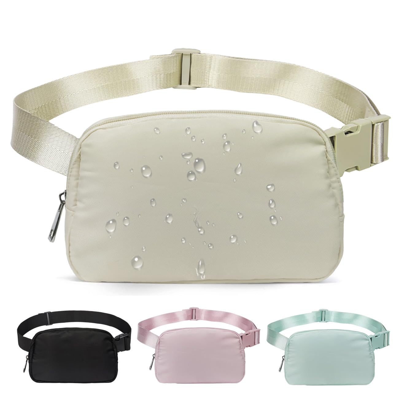 Fanny Pack for Running Women Crossbody Belt Bag Fashionable Cute Waist Pack Bum Bag for Travel Workout Hiking (Beige)