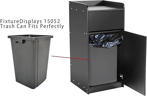 Miniatura 6 de FixtureDisplays Black Restaurant - Recipiente de basura de comida rápida con puerta con bisagras, bandeja empotrada superior, capacidad